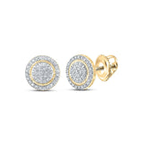 10kt Yellow Gold Round Diamond Circle Earrings 1/4 Cttw