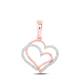 10kt Rose Gold Womens Round Diamond Heart Pendant 1/8 Cttw