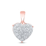 10kt Rose Gold Womens Round Diamond Heart Pendant 3/4 Cttw