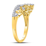 10kt Yellow Gold Womens Round Diamond Tiara Crown Band Ring 1/5 Cttw