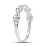 10kt White Gold Womens Round Diamond Teardrop Stackable Band Ring 1/3 Cttw