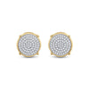 10kt Yellow Gold Round Diamond Circle Disk Cluster Earrings 1/4 Cttw