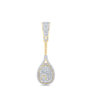 10kt Yellow Gold Mens Round Diamond Tennis Racket Sport Charm Pendant 1 Cttw