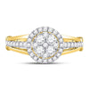 14kt Yellow Gold Round Diamond Cluster Bridal Wedding Engagement Ring 3/4 Cttw