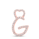 10kt Rose Gold Womens Round Diamond G Heart Letter Pendant 1/8 Cttw