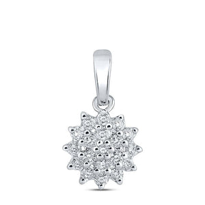 10kt White Gold Womens Round Diamond Cluster Pendant 1/5 Cttw