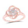 10kt Rose Gold Womens Round Diamond Cluster Ring 1/8 Cttw