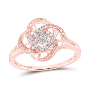 10kt Rose Gold Womens Round Diamond Cluster Ring 1/8 Cttw