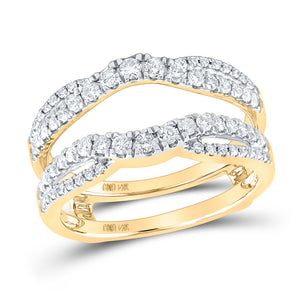 14kt Yellow Gold Womens Round Diamond Wedding Wrap Ring Guard Enhancer 5/8 Cttw