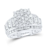 10kt White Gold Round Diamond Cluster Bridal Wedding Engagement Ring 2 Cttw Size 9