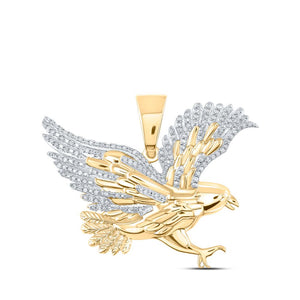 10kt Yellow Gold Mens Round Diamond Eagle Charm Pendant 1/4 Cttw