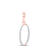 10kt Rose Gold Womens Round Diamond O Initial Letter Pendant 1/12 Cttw