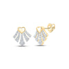 10kt Yellow Gold Womens Round Diamond Heart Earrings 1/6 Cttw