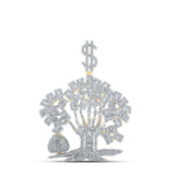 10kt Yellow Gold Mens Baguette Diamond Money Tree Charm Pendant 6-1/2 Cttw