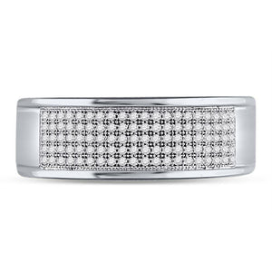 10k White Gold Mens Round Diamond Micropave Wedding Anniversary Band Ring 1/3 Cttw