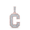 10kt Two-tone Gold Mens Baguette Diamond C Initial Letter Charm Pendant 1-3/4 Cttw