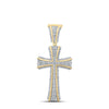 10kt Yellow Gold Mens Round Diamond Cross Charm Pendant 1/2 Cttw