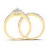 10kt Yellow Gold Round Diamond Halo Bridal Wedding Ring Band Set 1/3 Cttw