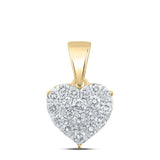 10kt Yellow Gold Womens Round Diamond Heart Pendant 1/6 Cttw