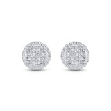 Sterling Silver Round Diamond Cluster Earrings .03 Cttw