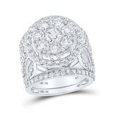 14kt White Gold Round Diamond Cluster Bridal Wedding Ring Band Set 4 Cttw