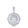 Sterling Silver Mens Round Diamond Medusa Charm Pendant 1-1/4 Cttw