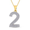 10kt Yellow Gold Mens Round Diamond Number 2 Charm Pendant 5/8 Cttw