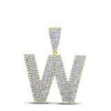 10kt Two-tone Gold Mens Round Diamond W Initial Letter Charm Pendant 1-1/3 Cttw