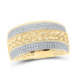 10kt Yellow Gold Mens Round Diamond Wedding Braid Inlay Band Ring 1/3 Cttw