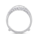 14kt White Gold Womens Round Diamond Wedding Wrap Ring Guard Enhancer 3/4 Cttw