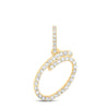 10kt Yellow Gold Womens Round Diamond O Initial Letter Pendant 1/6 Cttw