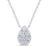 10kt White Gold Womens Round Diamond Teardrop Necklace 1/6 Cttw