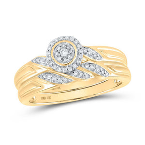10kt Yellow Gold Round Diamond Bridal Wedding Ring Band Set 1/6 Cttw