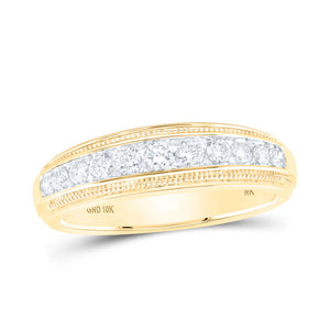 10kt Yellow Gold Mens Round Diamond Band Ring 1/2 Cttw