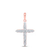 10kt Rose Gold Womens Round Diamond Cross Pendant 3/8 Cttw