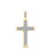 10kt Yellow Gold Mens Round Diamond Cross Charm Pendant 1 Cttw