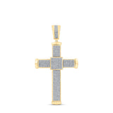 10kt Yellow Gold Mens Round Diamond Cross Charm Pendant 1 Cttw