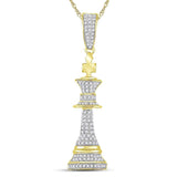 10kt Yellow Gold Mens Round Diamond King Chess Piece Charm Pendant 3/8 Cttw