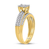 14kt Yellow Gold Round Diamond Bridal Wedding Ring Band Set 1/2 Cttw