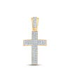 10kt Yellow Gold Mens Round Diamond Cross Charm Pendant 1 Cttw