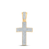 10kt Yellow Gold Mens Round Diamond Cross Charm Pendant 1 Cttw