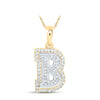 10kt Two-tone Gold Womens Round Diamond B Initial Letter Pendant 1/5 Cttw