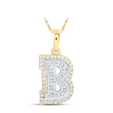 10kt Two-tone Gold Womens Round Diamond B Initial Letter Pendant 1/5 Cttw