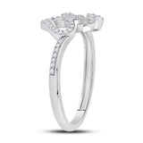 10kt White Gold Womens Round Diamond Double Heart Ring 1/8 Cttw