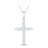 10kt White Gold Womens Round Diamond Cross Pendant 1-1/2 Cttw