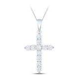 10kt White Gold Womens Round Diamond Cross Pendant 1-1/2 Cttw