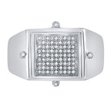 Sterling Silver Mens Round Diamond Square Cluster Ring 1/6 Cttw