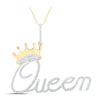 10kt Yellow Gold Womens Round Diamond Queen Crown Pendant 3/4 Cttw