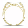 10kt Yellow Gold Mens Round Pave-set Diamond Concave Rectangle Cluster Ring 1/2 Cttw