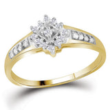 10kt Yellow Gold Womens Round Diamond Cluster Ring 1/10 Cttw